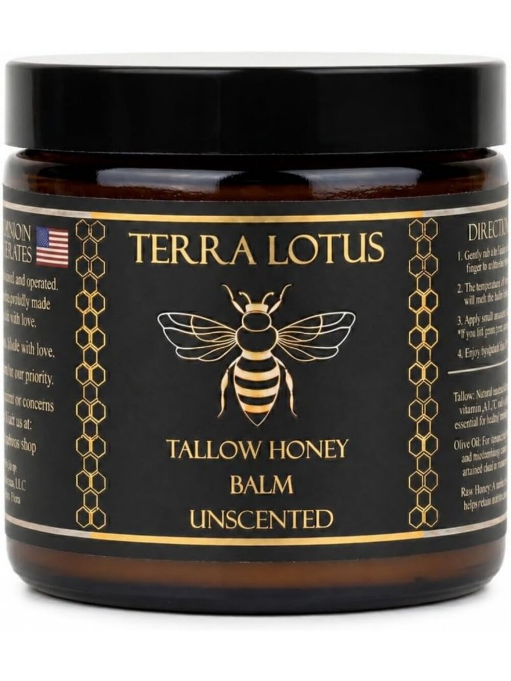 Organic Grass-Fed Beef Tallow Balm with Raw Honey - All-Natural Moisturizer 4 Oz